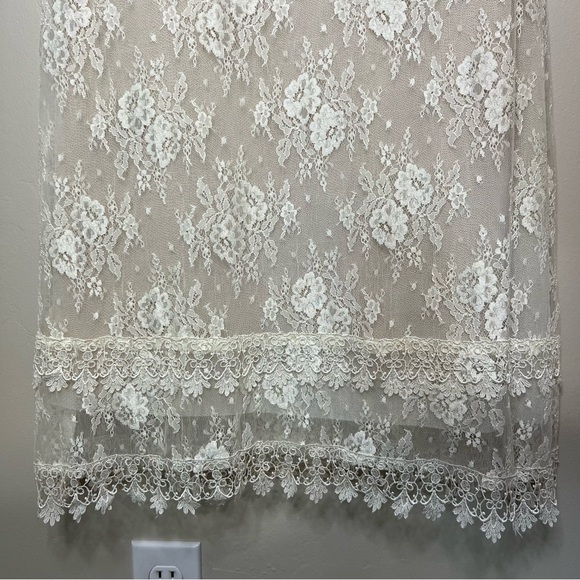 NWT Vintage Jessica McClintock Cream High Neck Lace Knee Length Dress size 10 - Picture 4 of 11